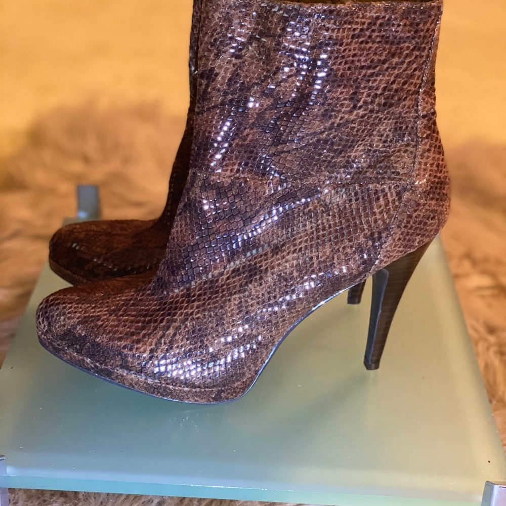Nine West Shiny Faux snakeskin Platform Ankle Boot